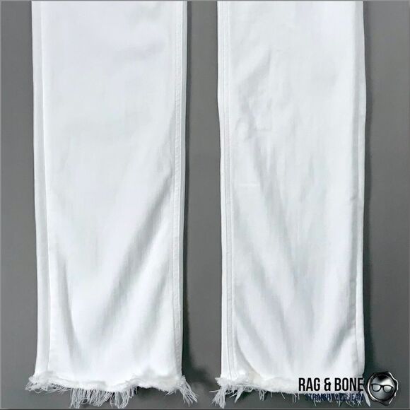 RAG & BONE STRAIGHT-LEG JEANS IN BRIGHT WHITE RAW FRAYED HEM WOMEN’S SIZE 26/2 - Picture 4 of 13